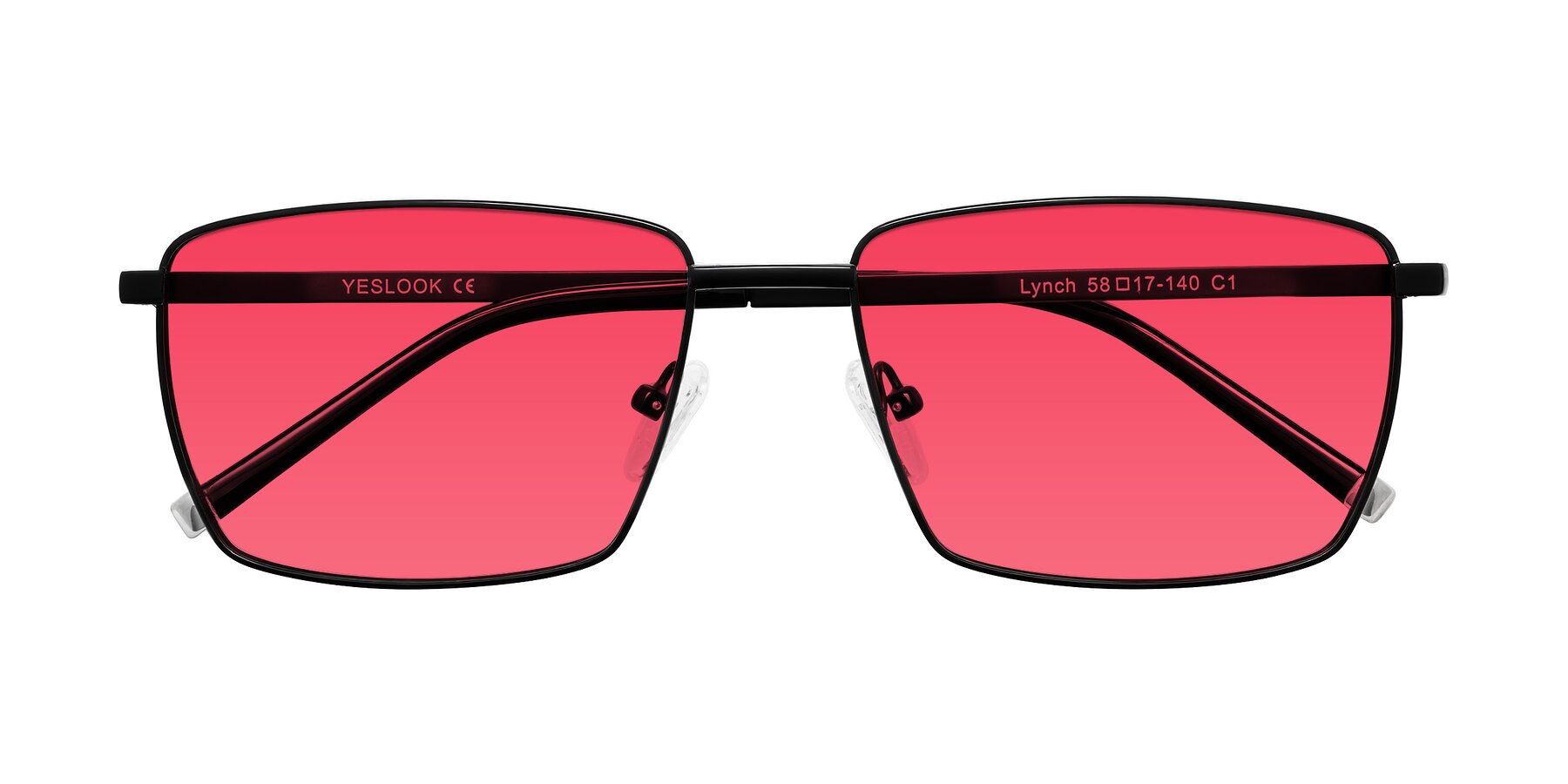 Folded Front of Lynch in Matte Black with Red Tinted Lenses
