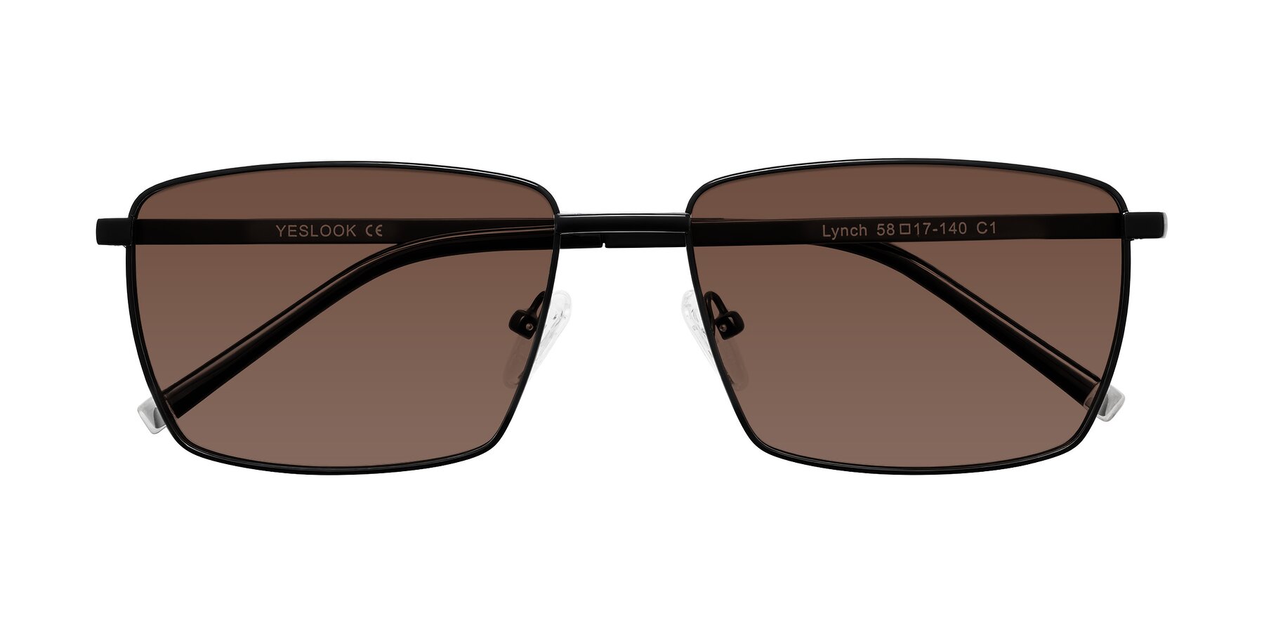 Folded Front of Lynch in Matte Black with Brown Tinted Lenses