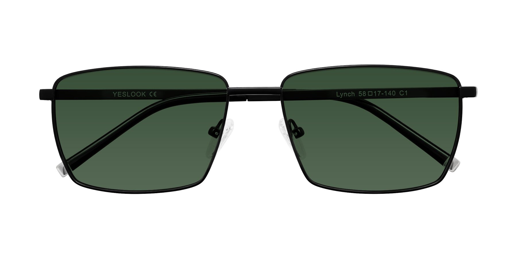 Folded Front of Lynch in Matte Black with Green Tinted Lenses