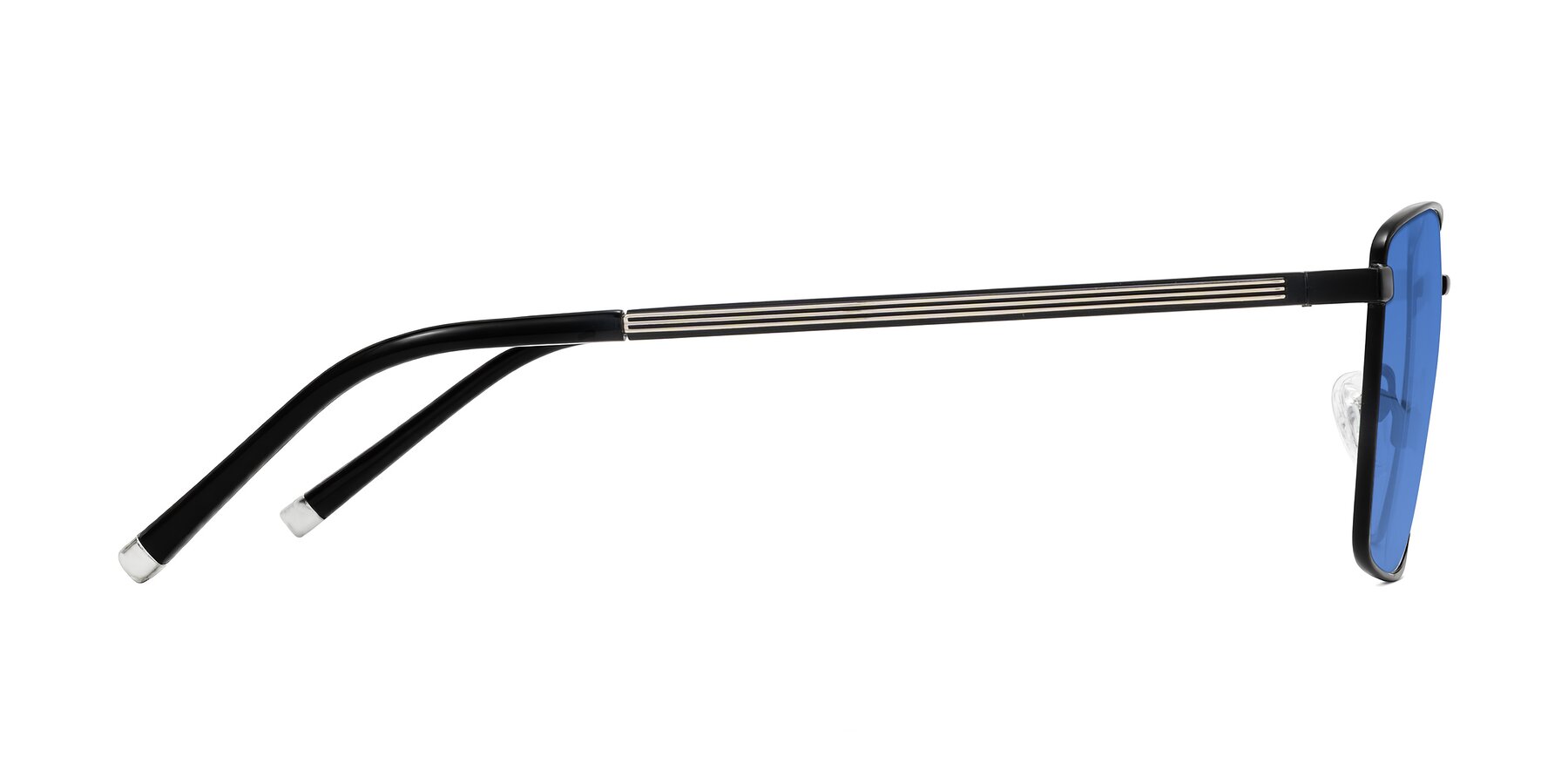 Side of Lynch in Matte Black with Blue Tinted Lenses