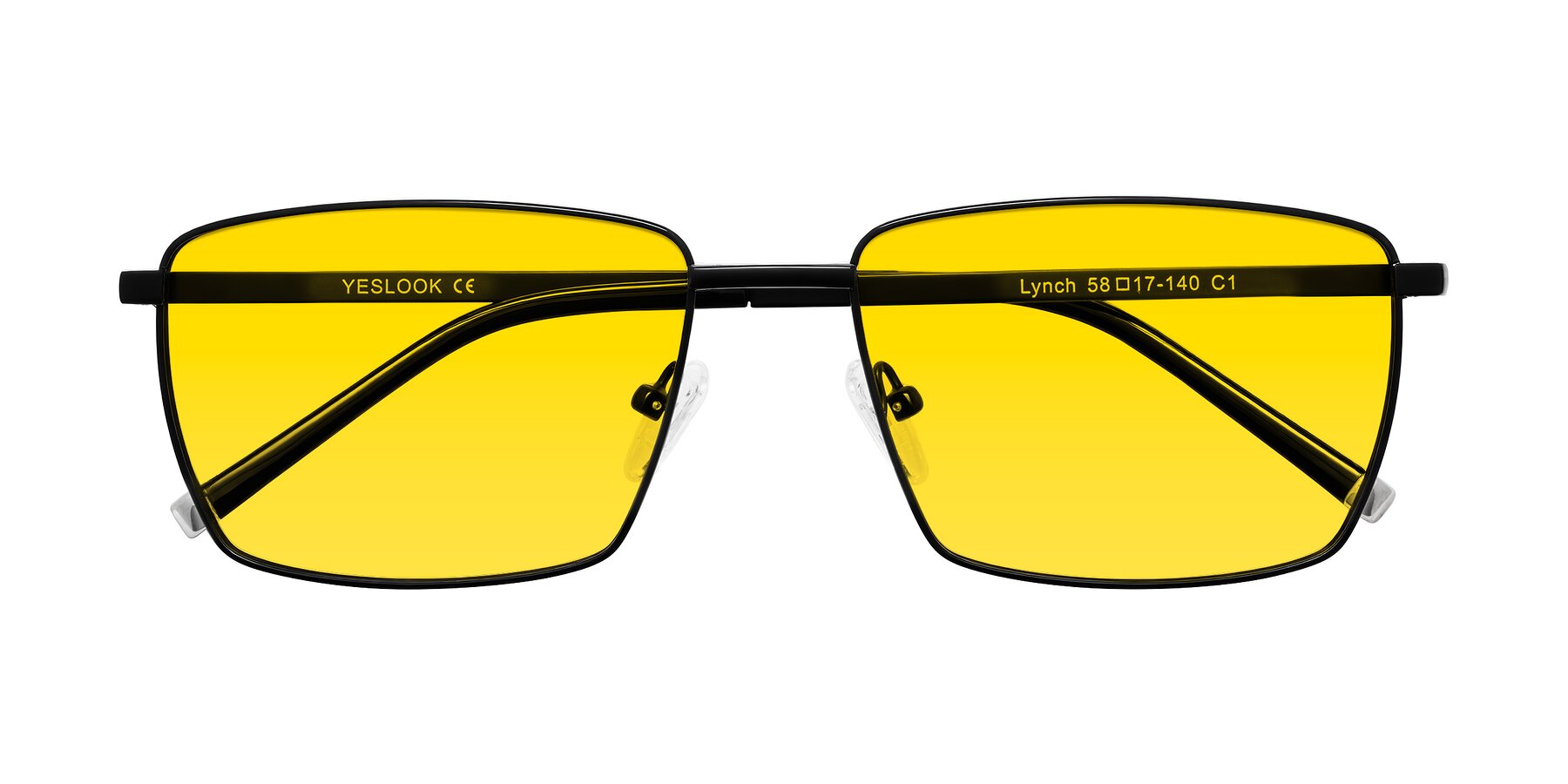 Folded Front of Lynch in Matte Black with Yellow Tinted Lenses