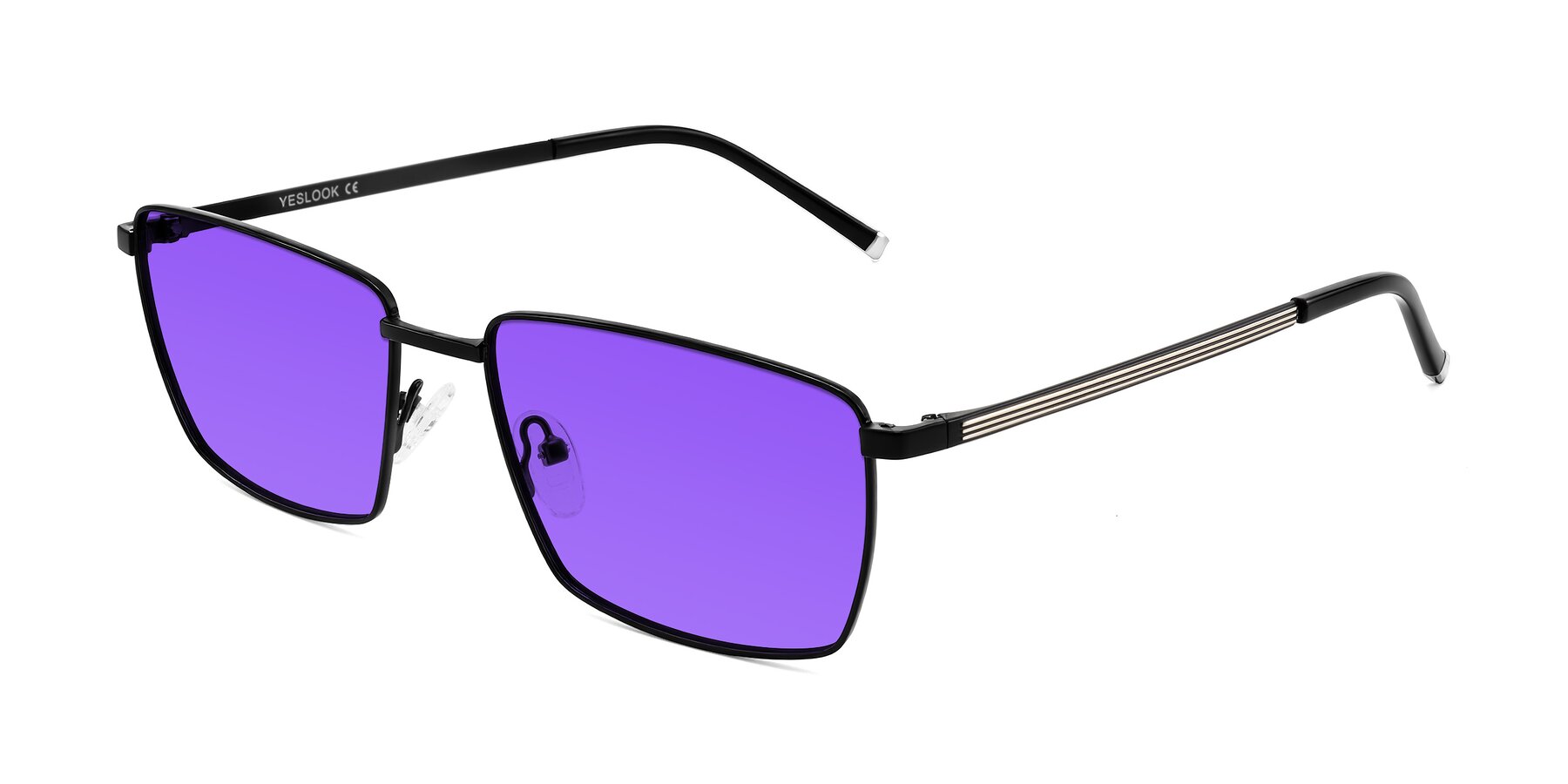 Angle of Lynch in Matte Black with Purple Tinted Lenses