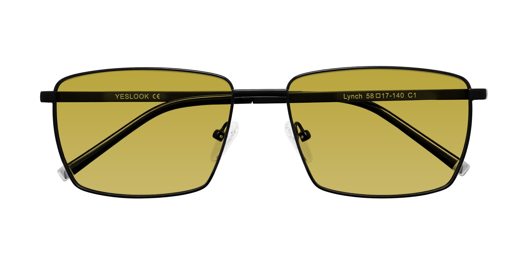 Folded Front of Lynch in Matte Black with Champagne Tinted Lenses