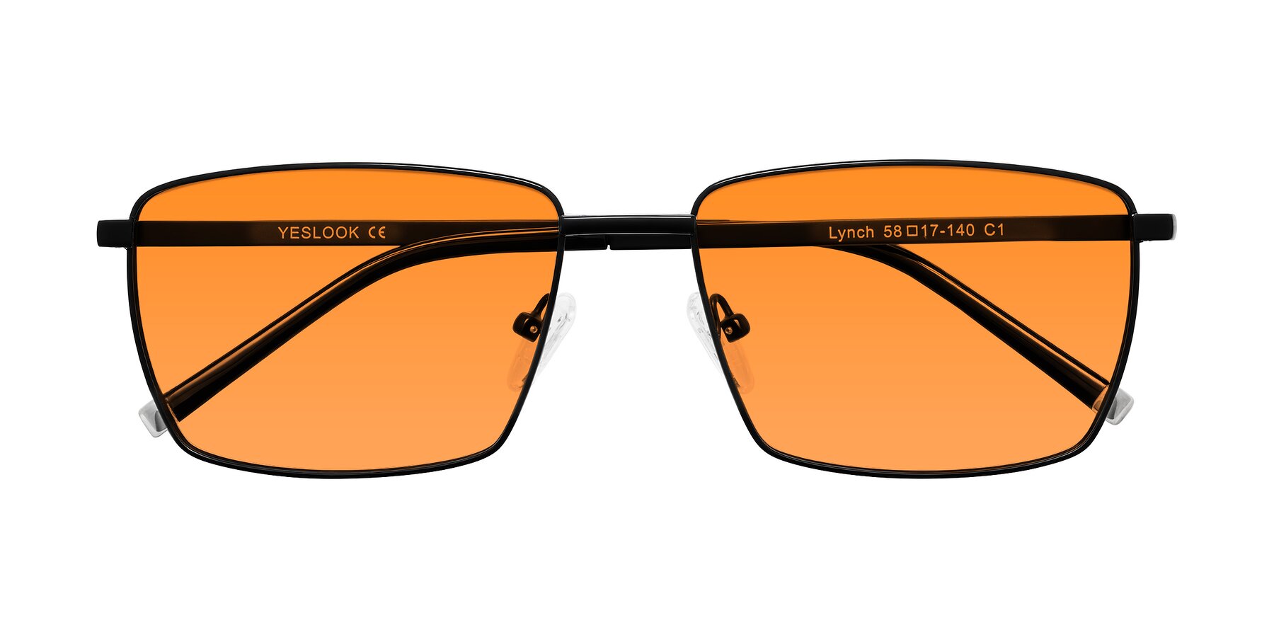 Folded Front of Lynch in Matte Black with Orange Tinted Lenses