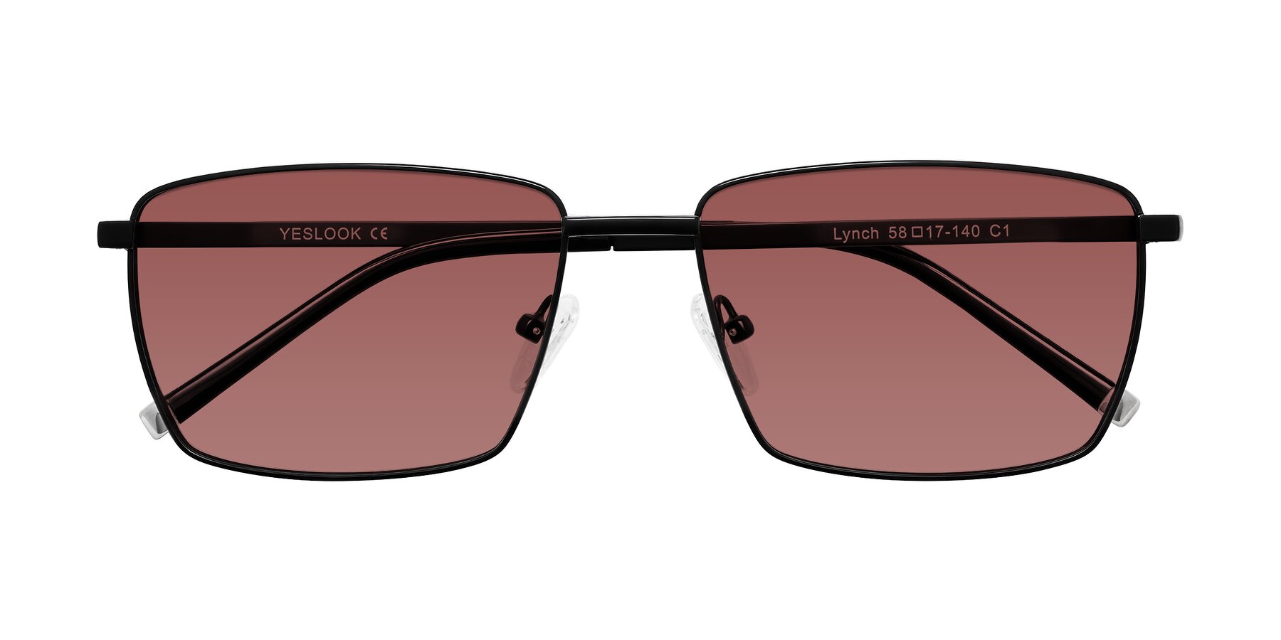 Folded Front of Lynch in Matte Black with Garnet Tinted Lenses