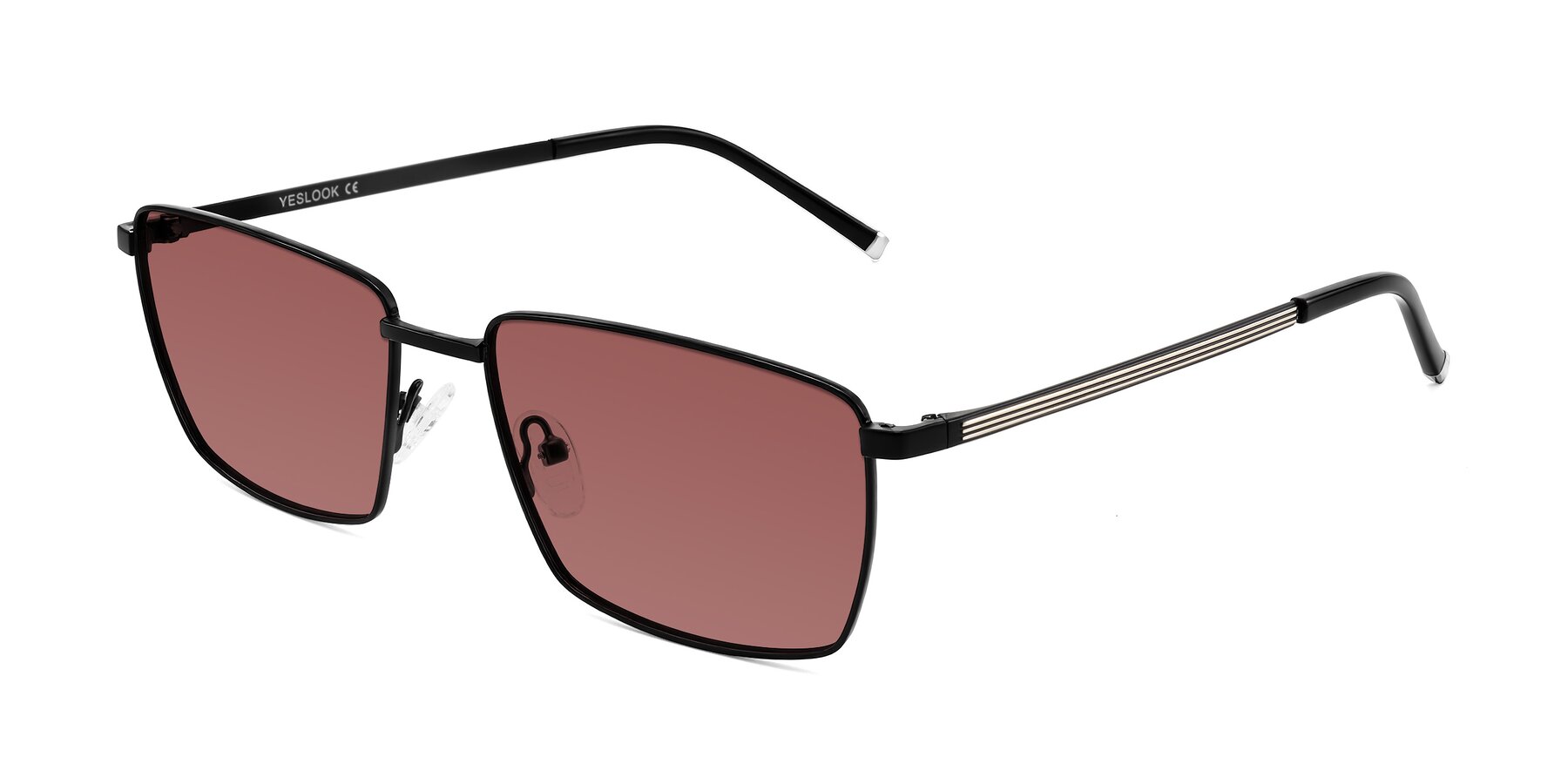Angle of Lynch in Matte Black with Garnet Tinted Lenses