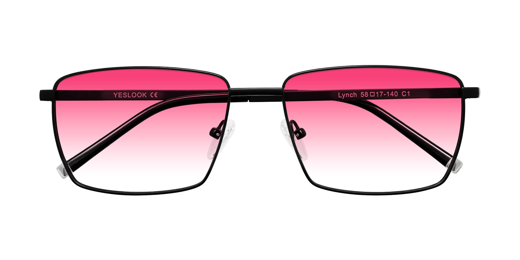 Folded Front of Lynch in Matte Black with Pink Gradient Lenses