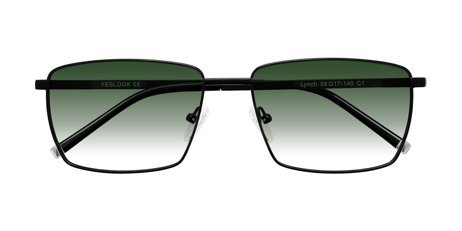 Folded Front of Lynch in Matte Black with Green Gradient Lenses