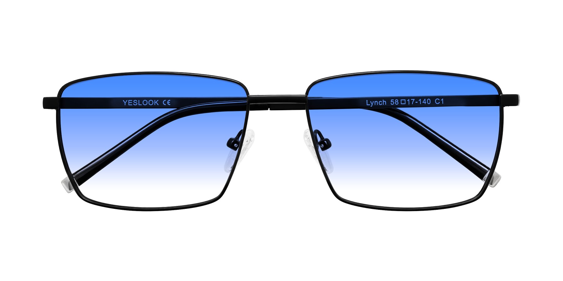 Folded Front of Lynch in Matte Black with Blue Gradient Lenses