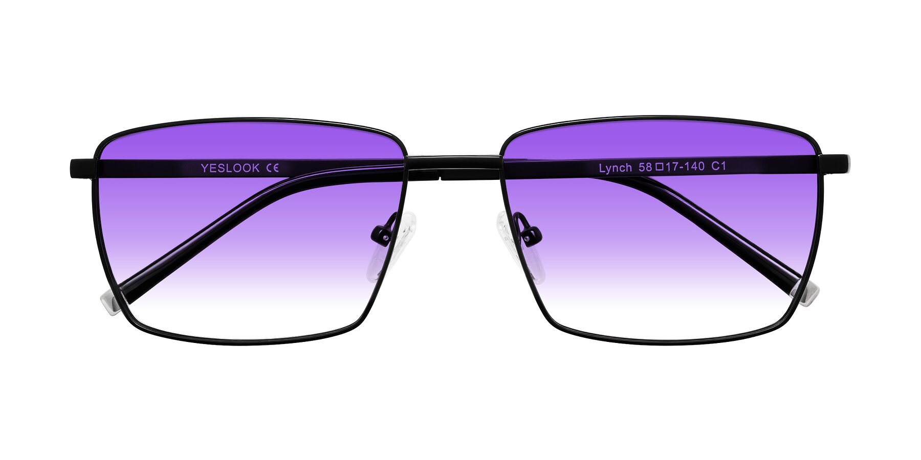 Folded Front of Lynch in Matte Black with Purple Gradient Lenses