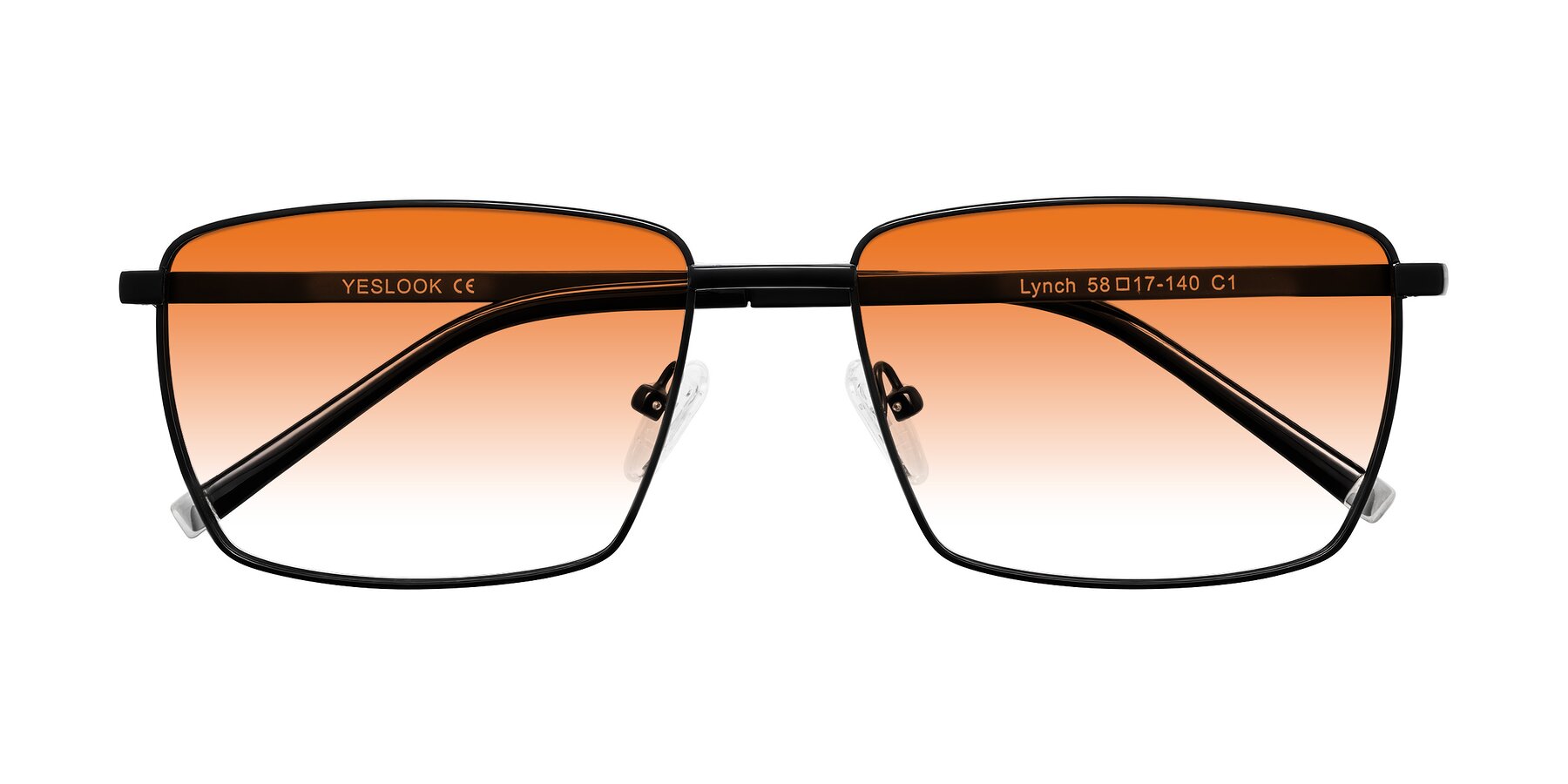 Folded Front of Lynch in Matte Black with Orange Gradient Lenses