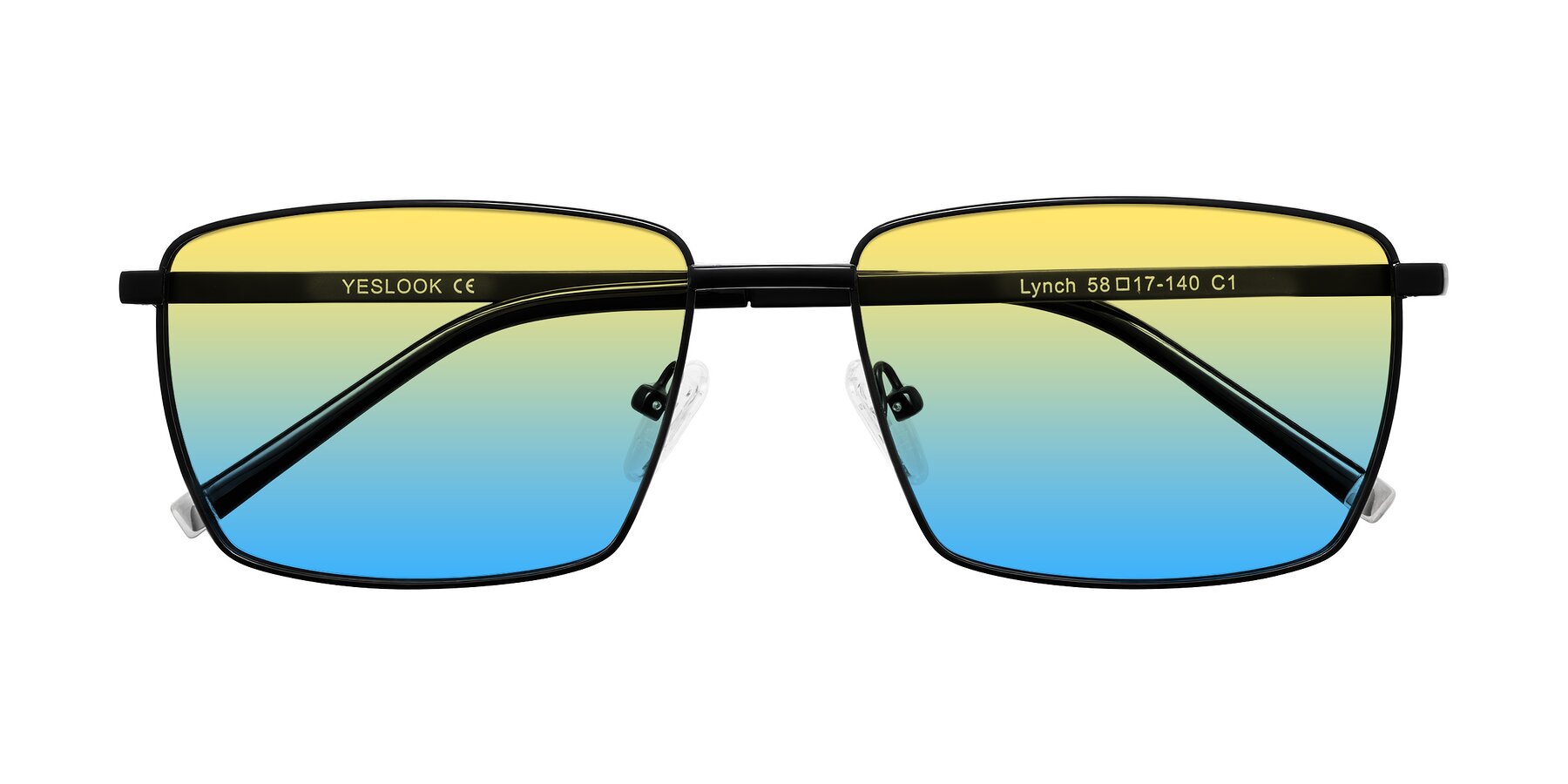 Folded Front of Lynch in Matte Black with Yellow / Blue Gradient Lenses