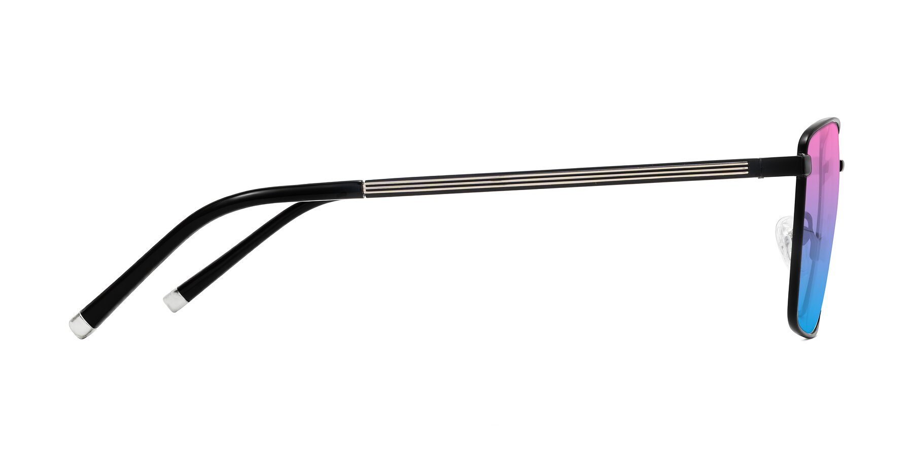 Side of Lynch in Matte Black with Pink / Blue Gradient Lenses