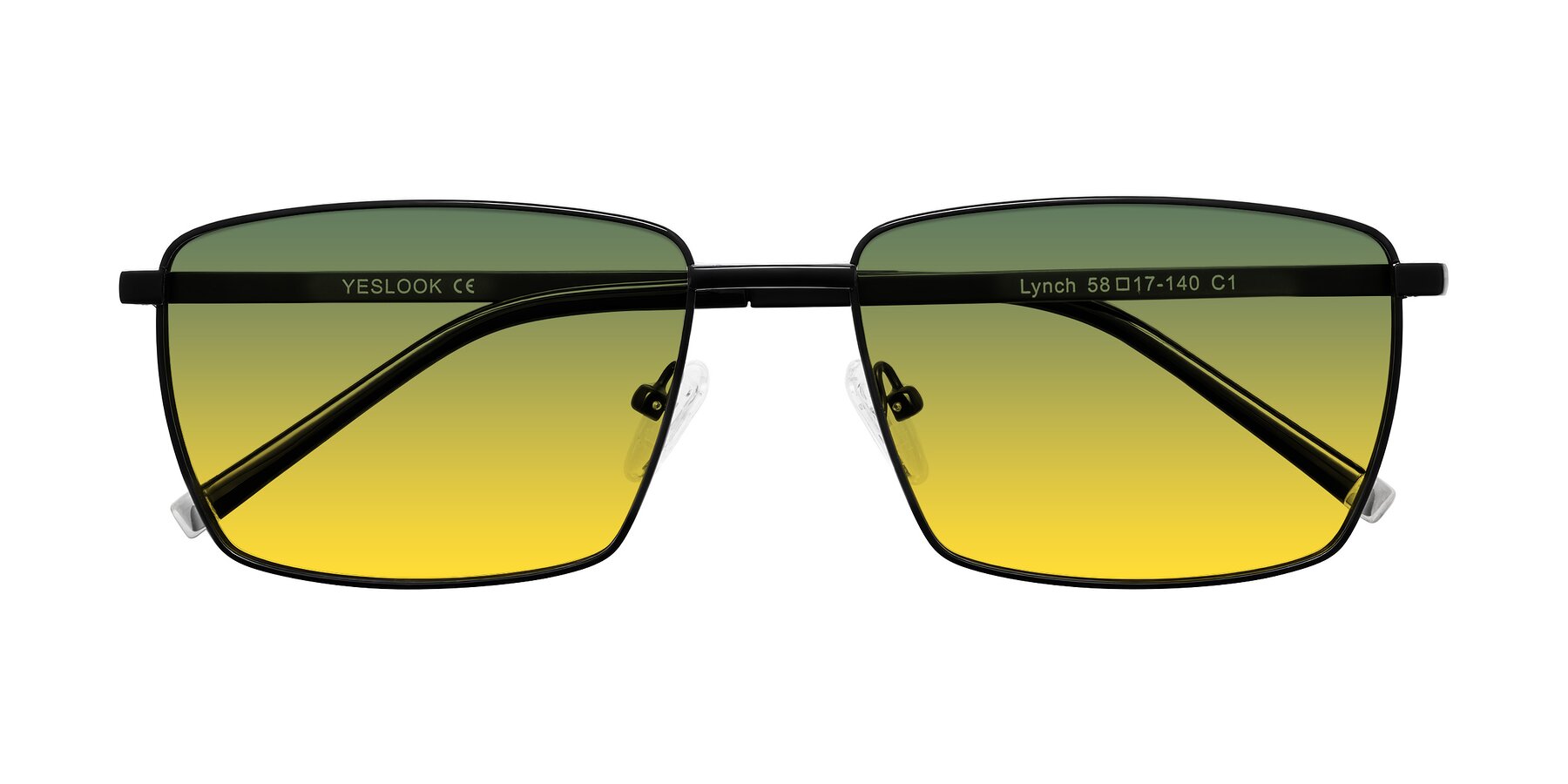 Folded Front of Lynch in Matte Black with Green / Yellow Gradient Lenses