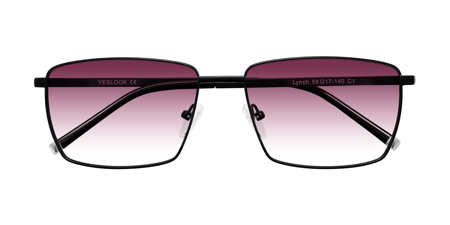 Folded Front of Lynch in Matte Black with Wine Gradient Lenses