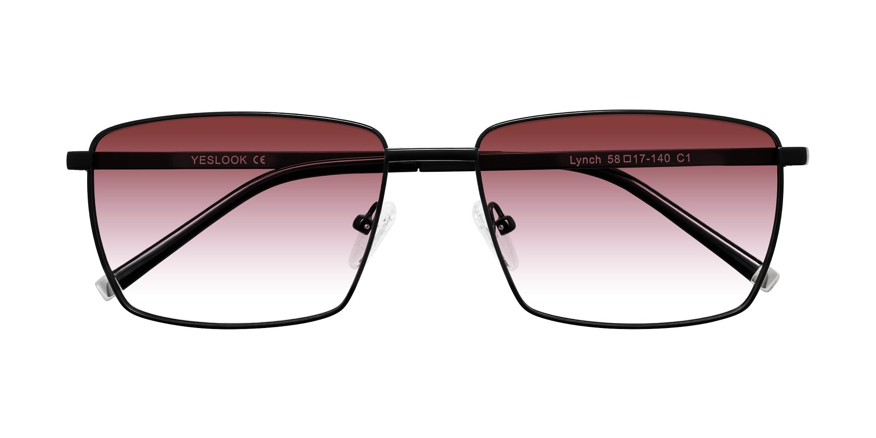 Folded Front of Lynch in Matte Black with Garnet Gradient Lenses
