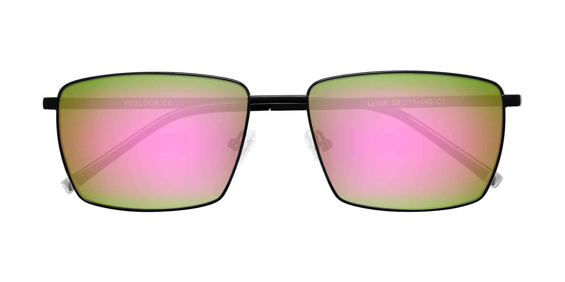 Folded Front of Lynch in Matte Black with Pink Mirrored Lenses