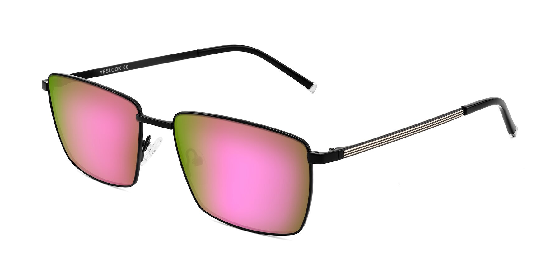 Angle of Lynch in Matte Black with Pink Mirrored Lenses