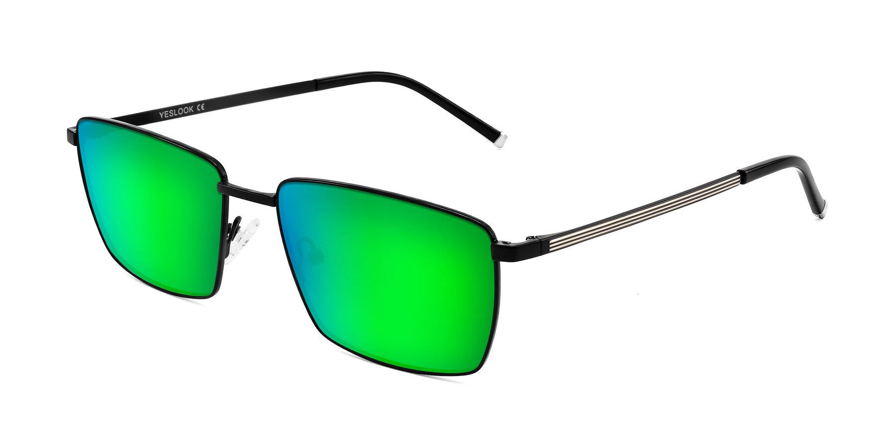 Angle of Lynch in Matte Black with Green Mirrored Lenses