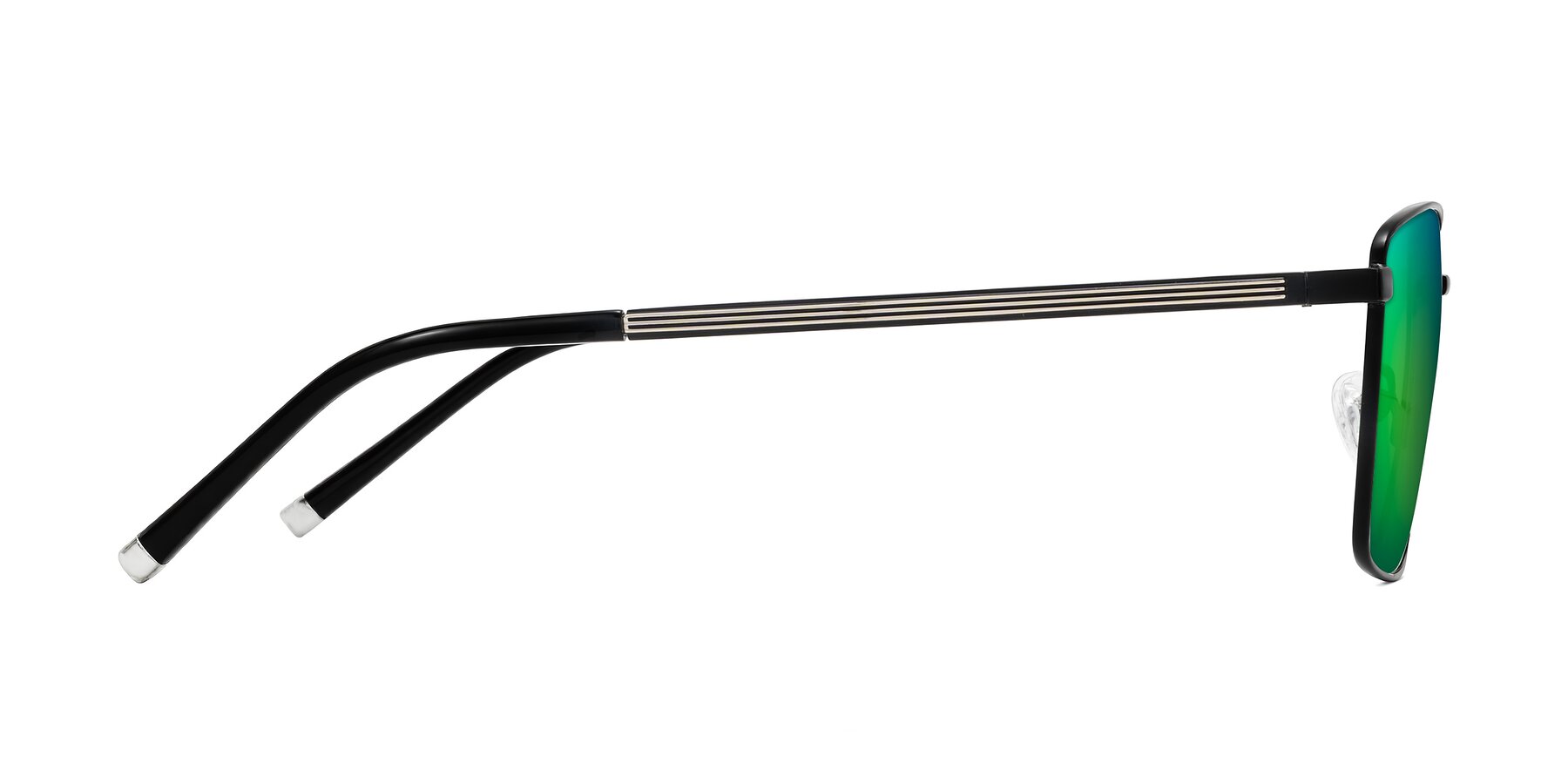 Side of Lynch in Matte Black with Green Mirrored Lenses