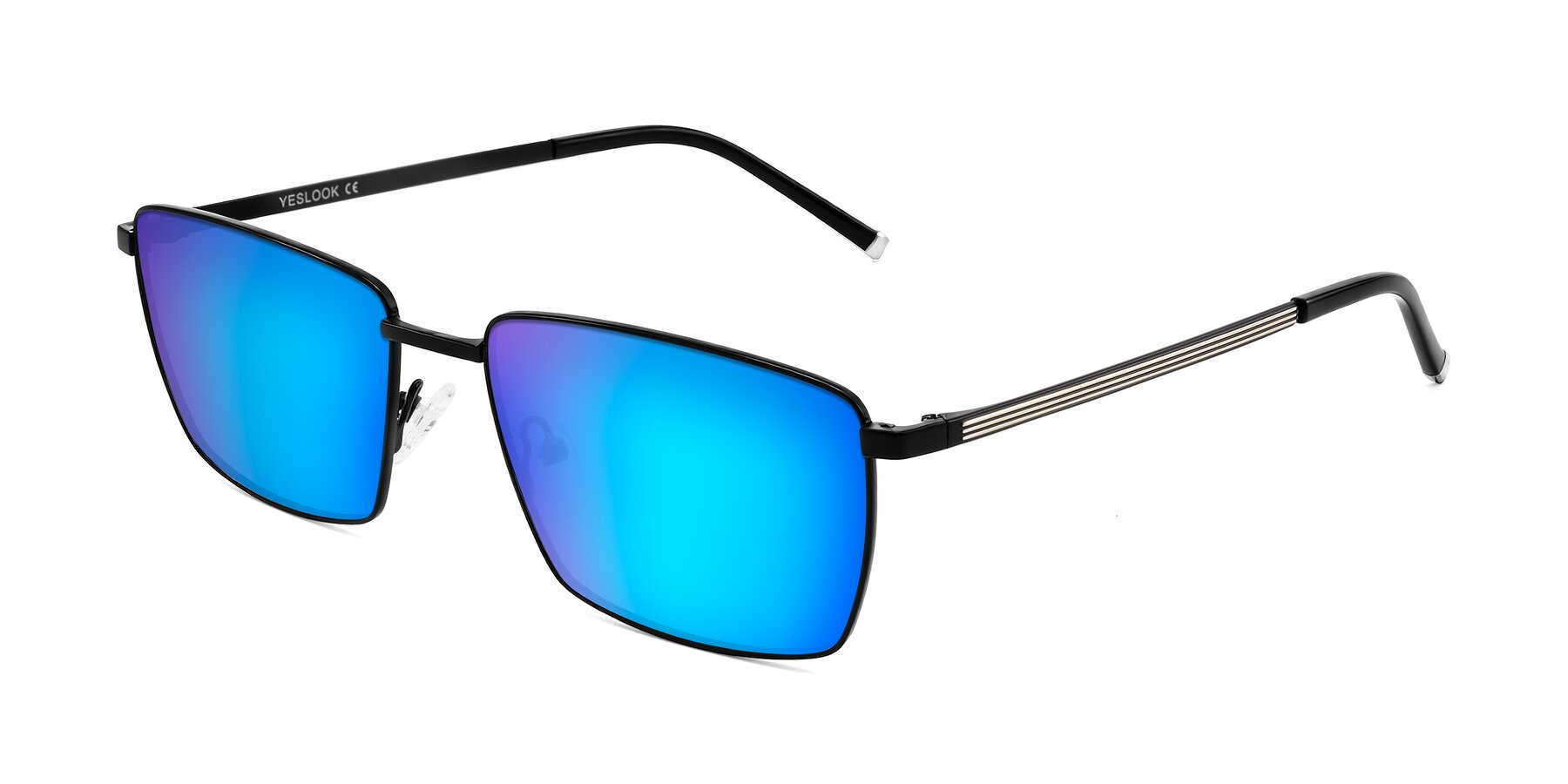 Angle of Lynch in Matte Black with Blue Mirrored Lenses