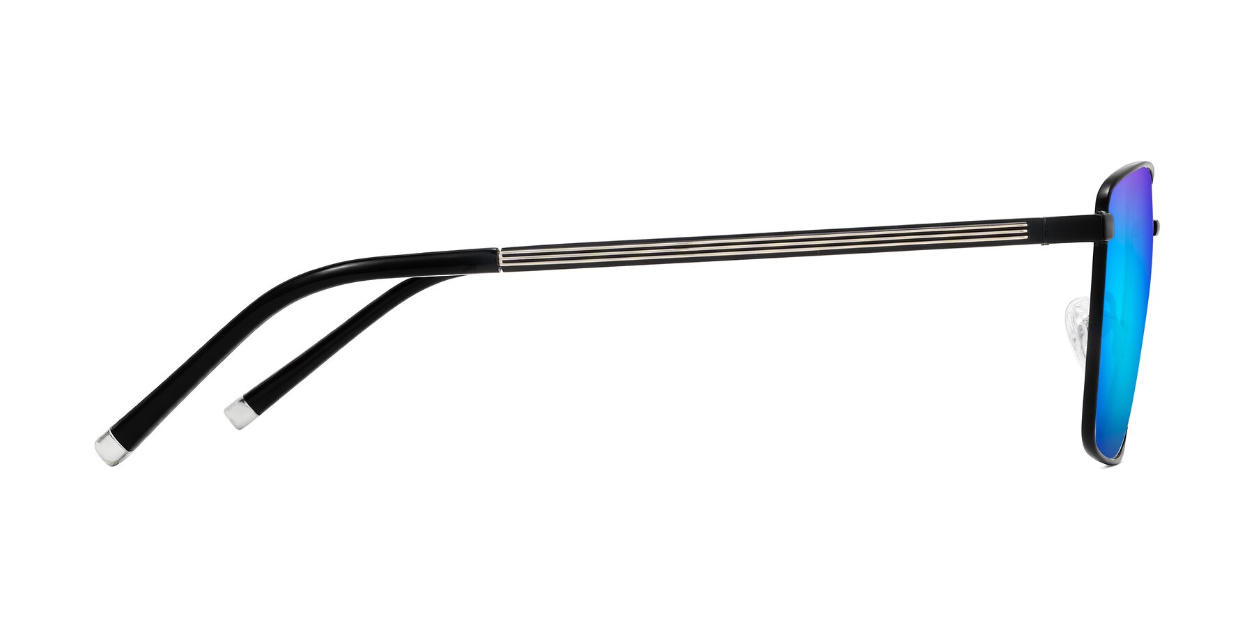 Side of Lynch in Matte Black with Blue Mirrored Lenses