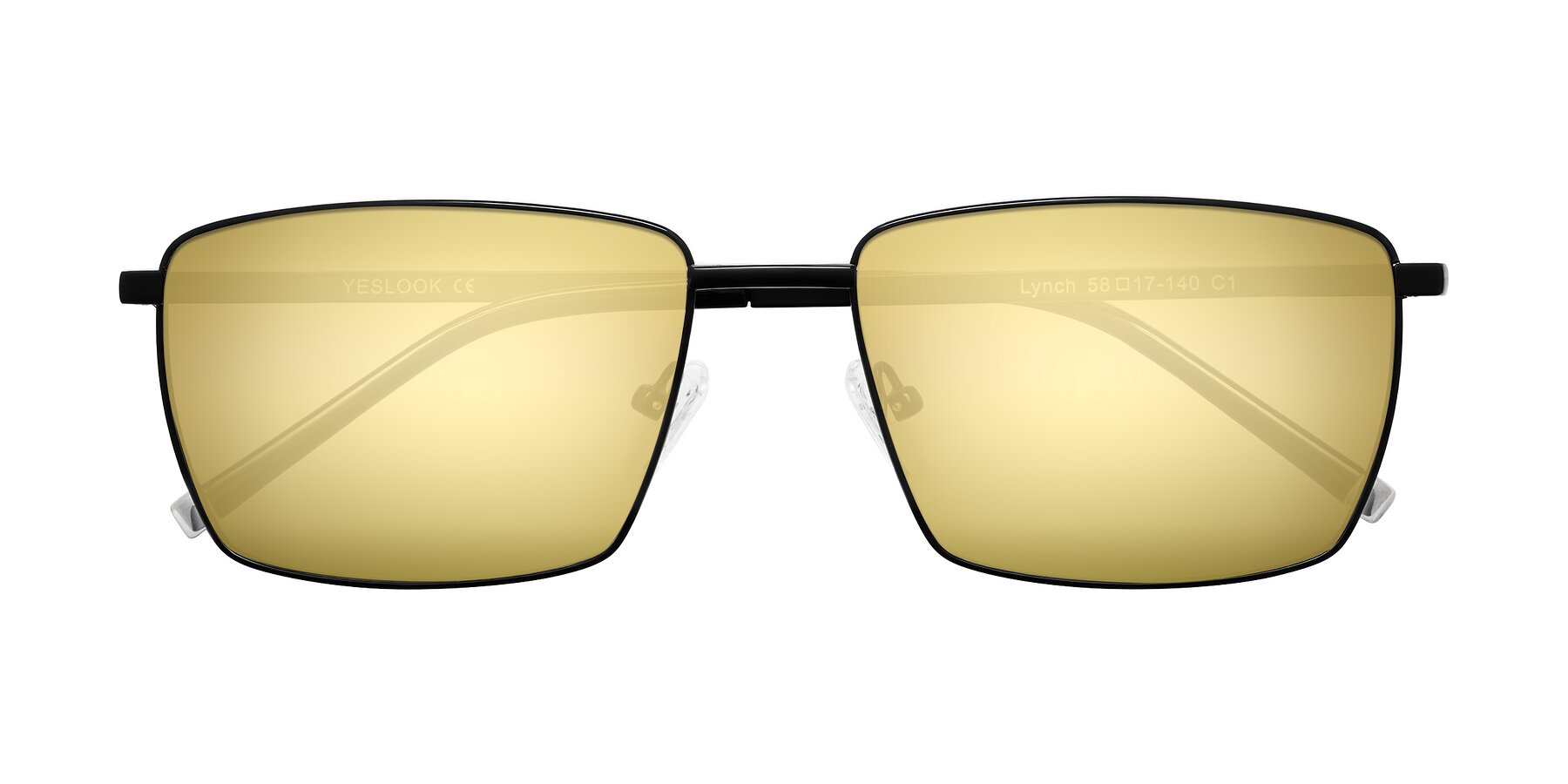 Folded Front of Lynch in Matte Black with Gold Mirrored Lenses