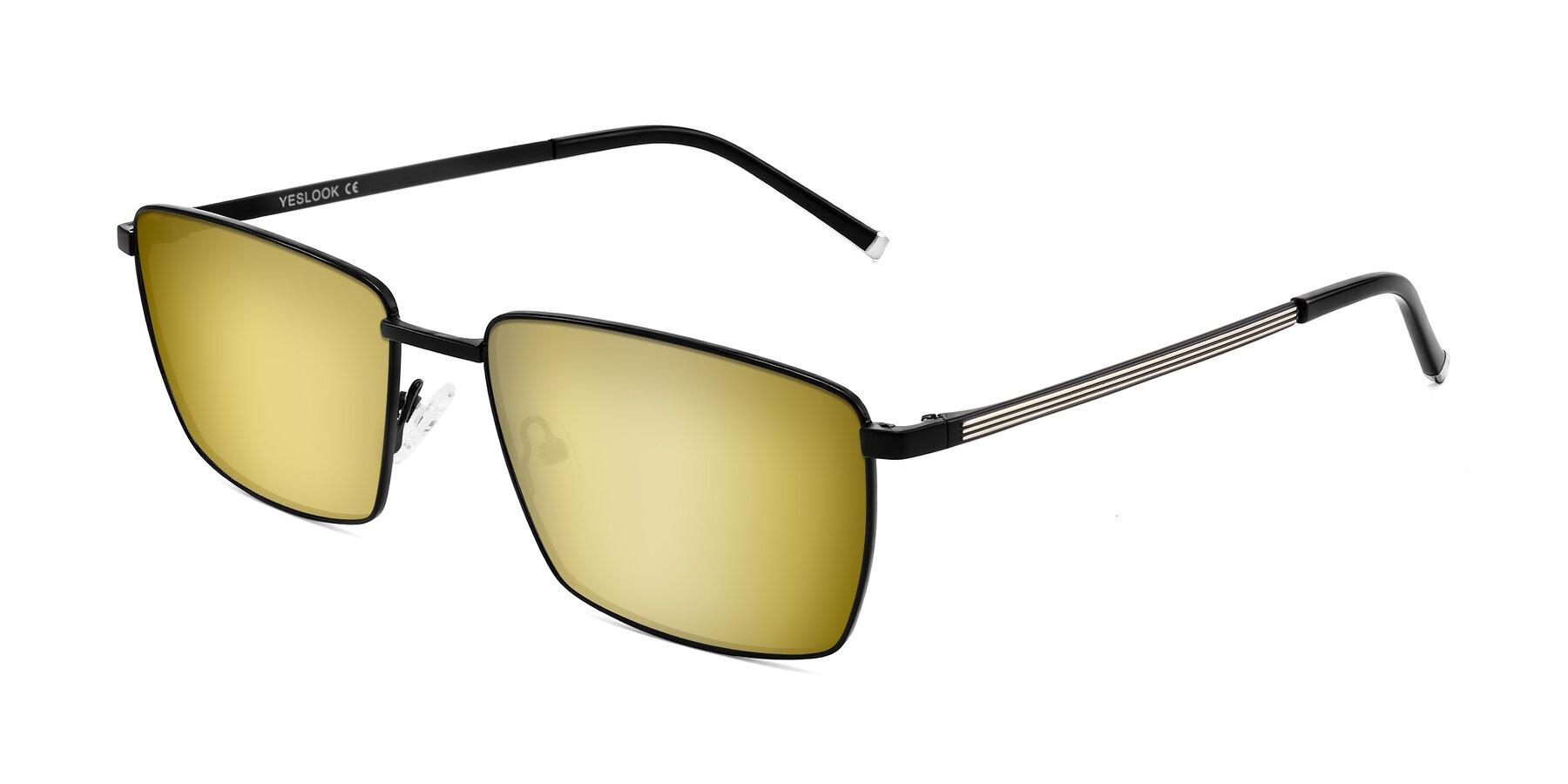 Angle of Lynch in Matte Black with Gold Mirrored Lenses