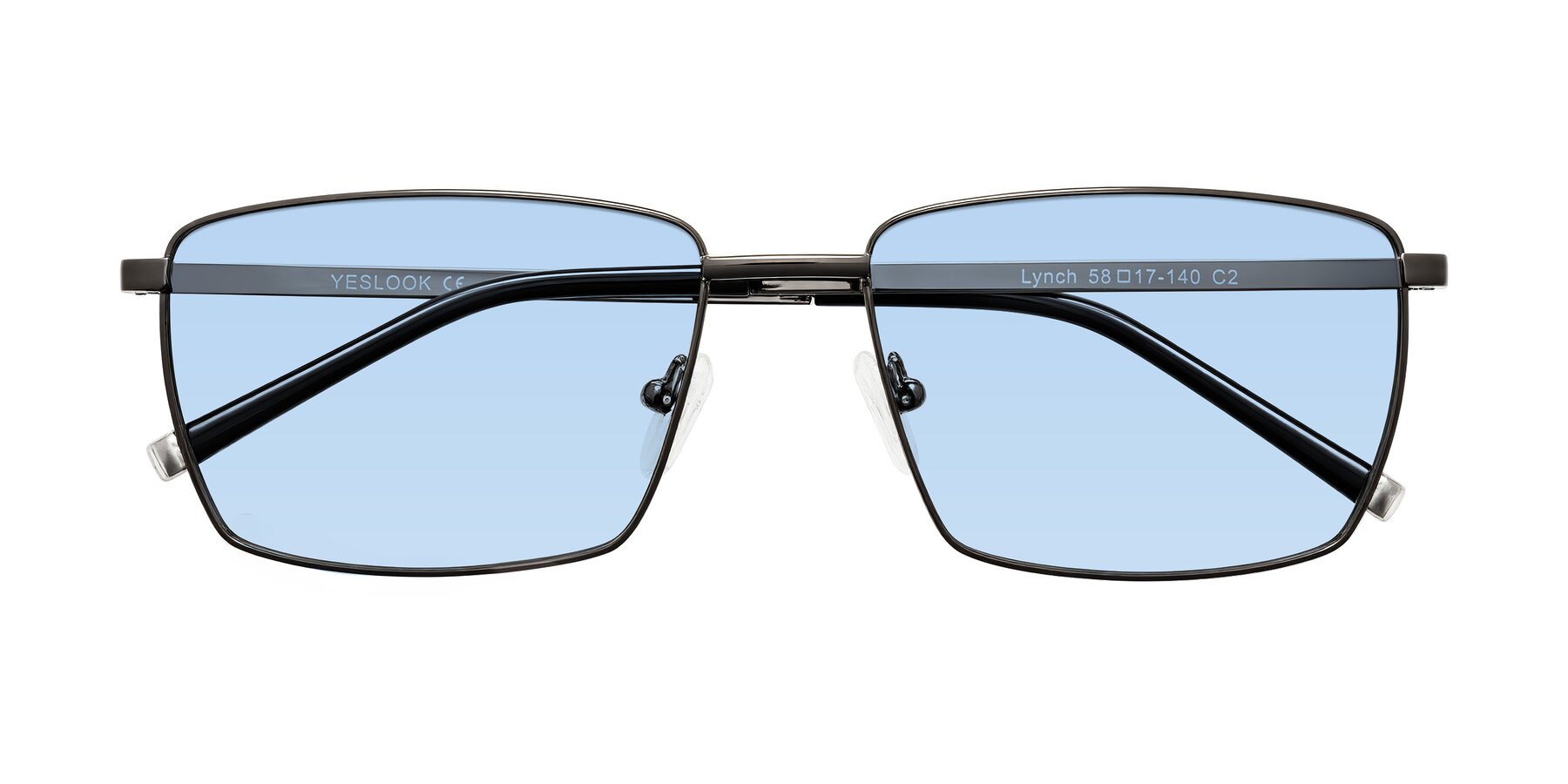 Folded Front of Lynch in Gunmetal with Light Blue Tinted Lenses