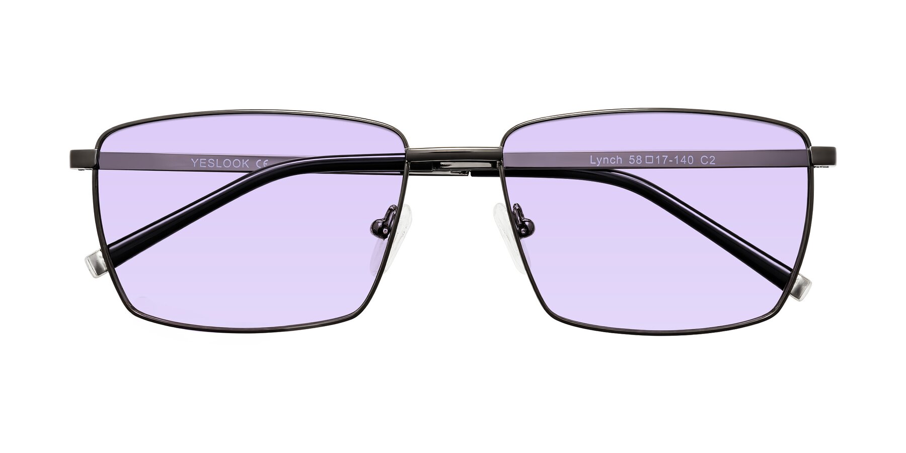 Folded Front of Lynch in Gunmetal with Light Purple Tinted Lenses