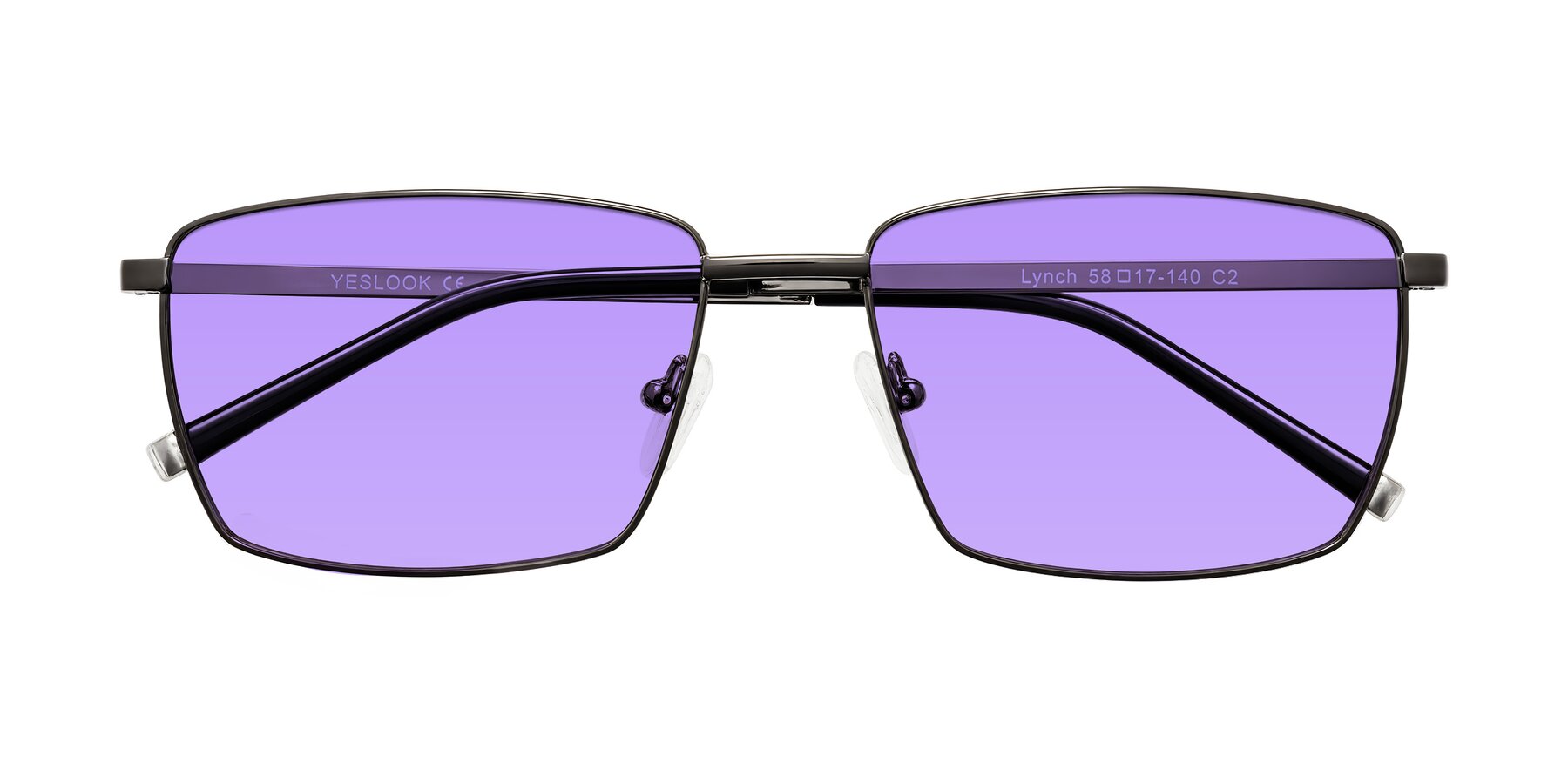 Folded Front of Lynch in Gunmetal with Medium Purple Tinted Lenses