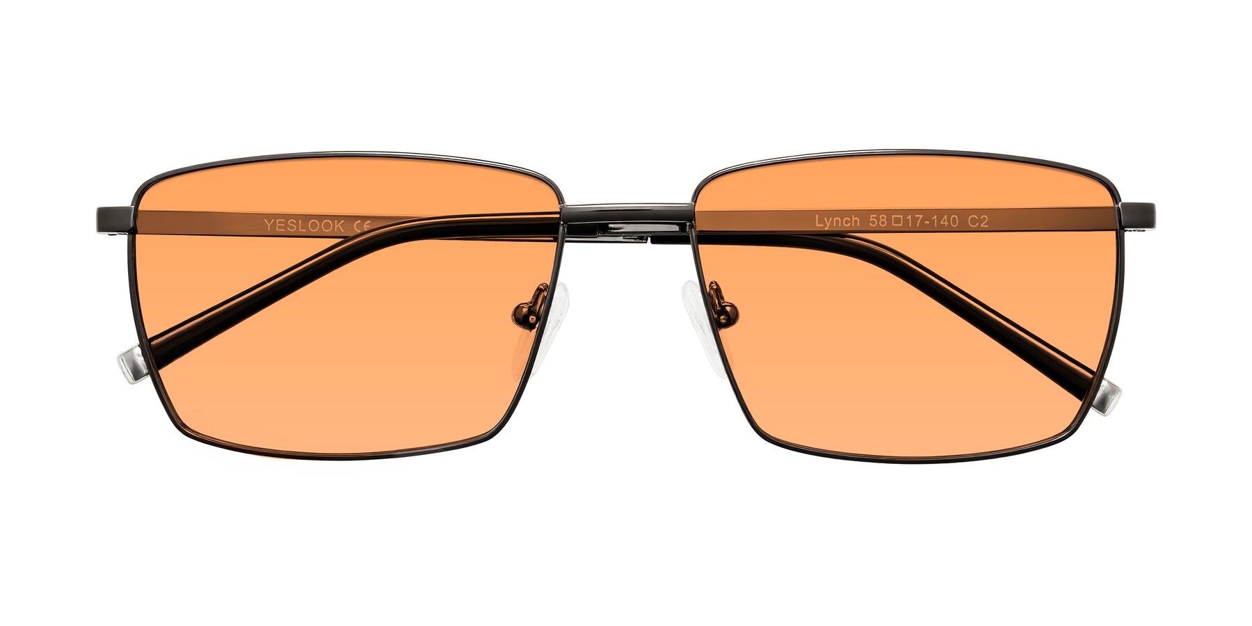 Folded Front of Lynch in Gunmetal with Medium Orange Tinted Lenses