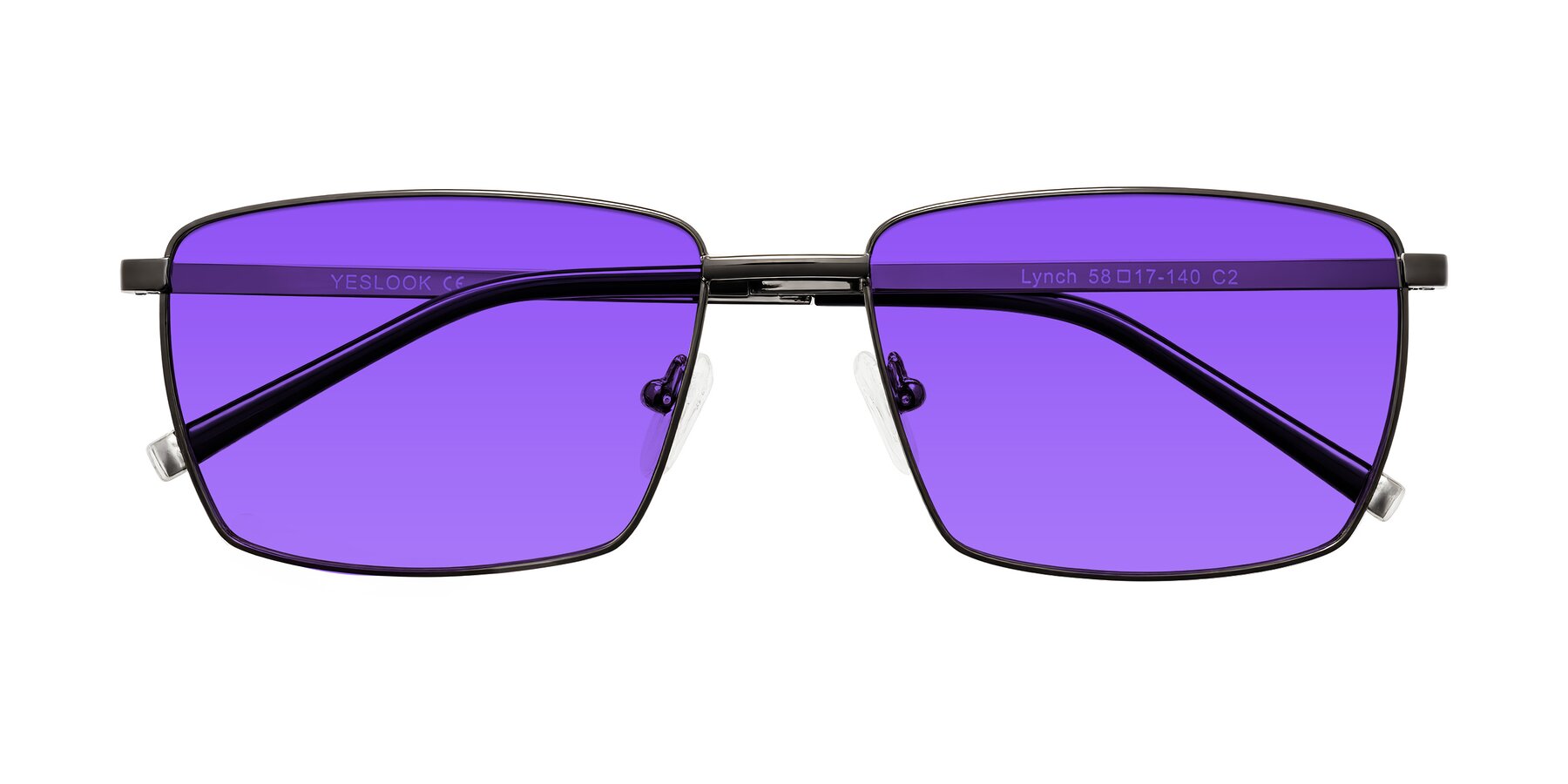 Folded Front of Lynch in Gunmetal with Purple Tinted Lenses