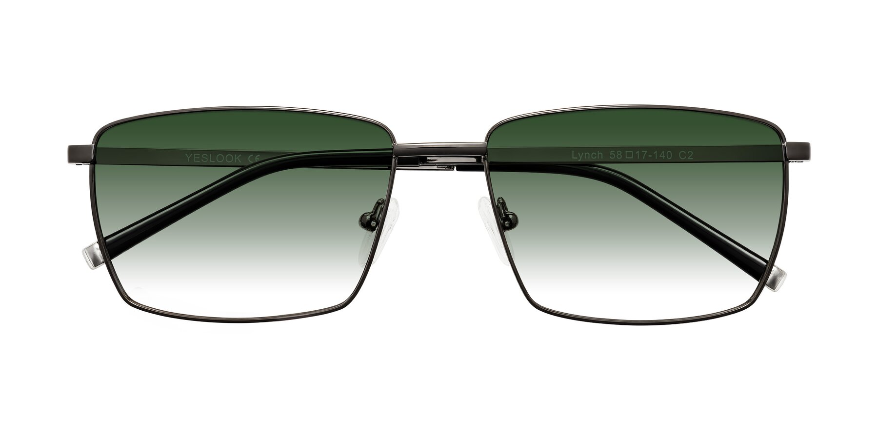 Folded Front of Lynch in Gunmetal with Green Gradient Lenses