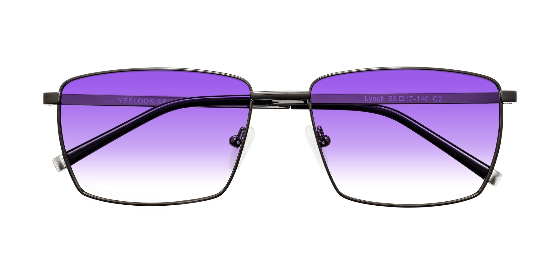 Folded Front of Lynch in Gunmetal with Purple Gradient Lenses