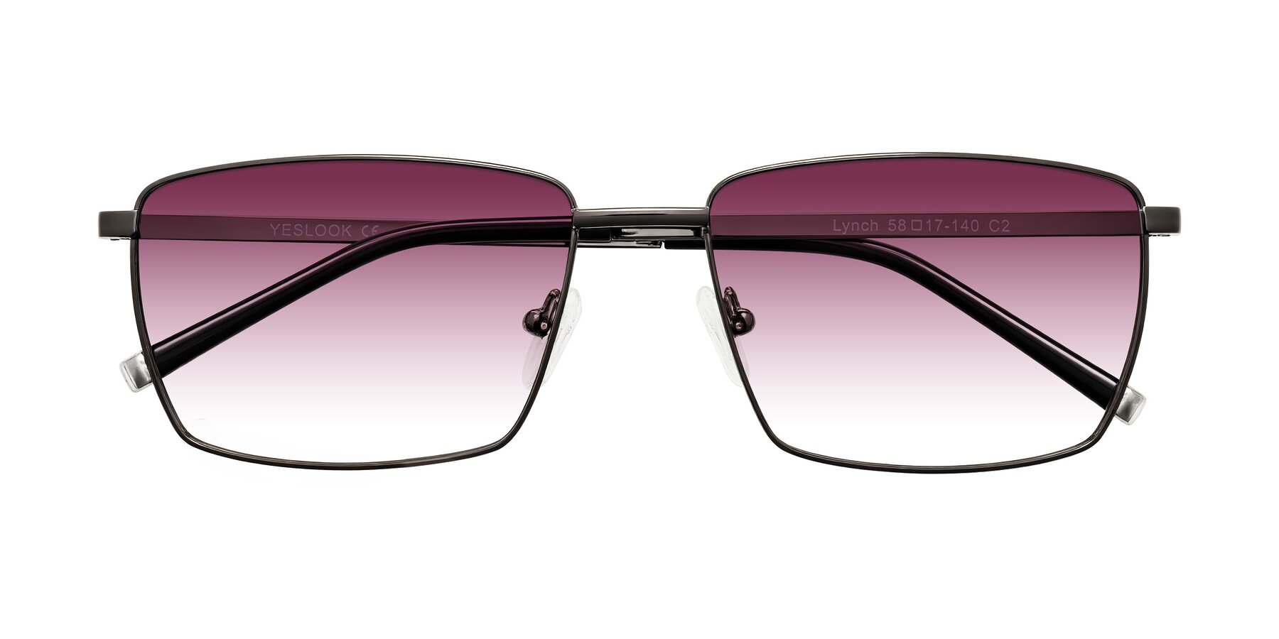 Folded Front of Lynch in Gunmetal with Wine Gradient Lenses