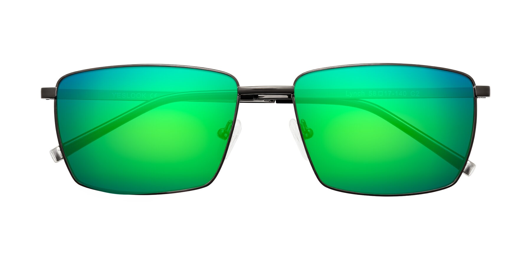 Folded Front of Lynch in Gunmetal with Green Mirrored Lenses