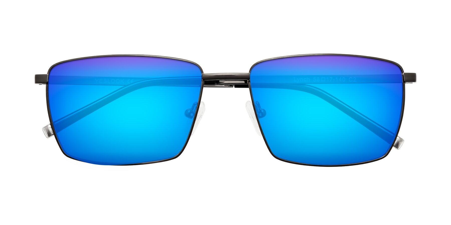 Folded Front of Lynch in Gunmetal with Blue Mirrored Lenses