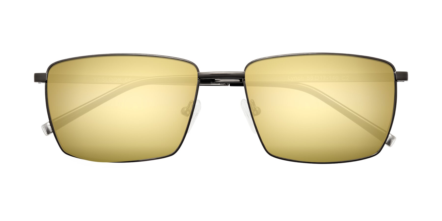 Folded Front of Lynch in Gunmetal with Gold Mirrored Lenses