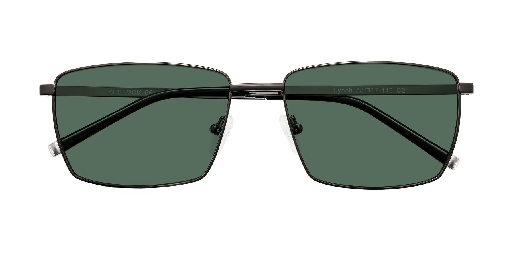 Folded Front of Lynch in Gunmetal with Green Polarized Lenses