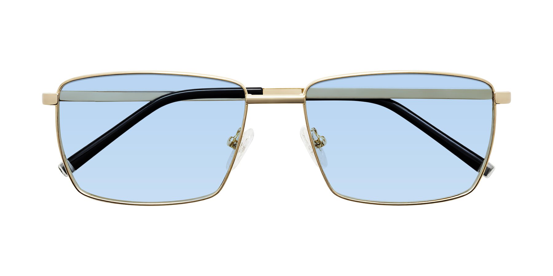 Folded Front of Lynch in Gold with Light Blue Tinted Lenses