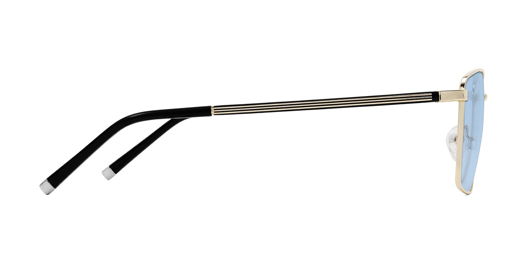 Side of Lynch in Gold with Light Blue Tinted Lenses