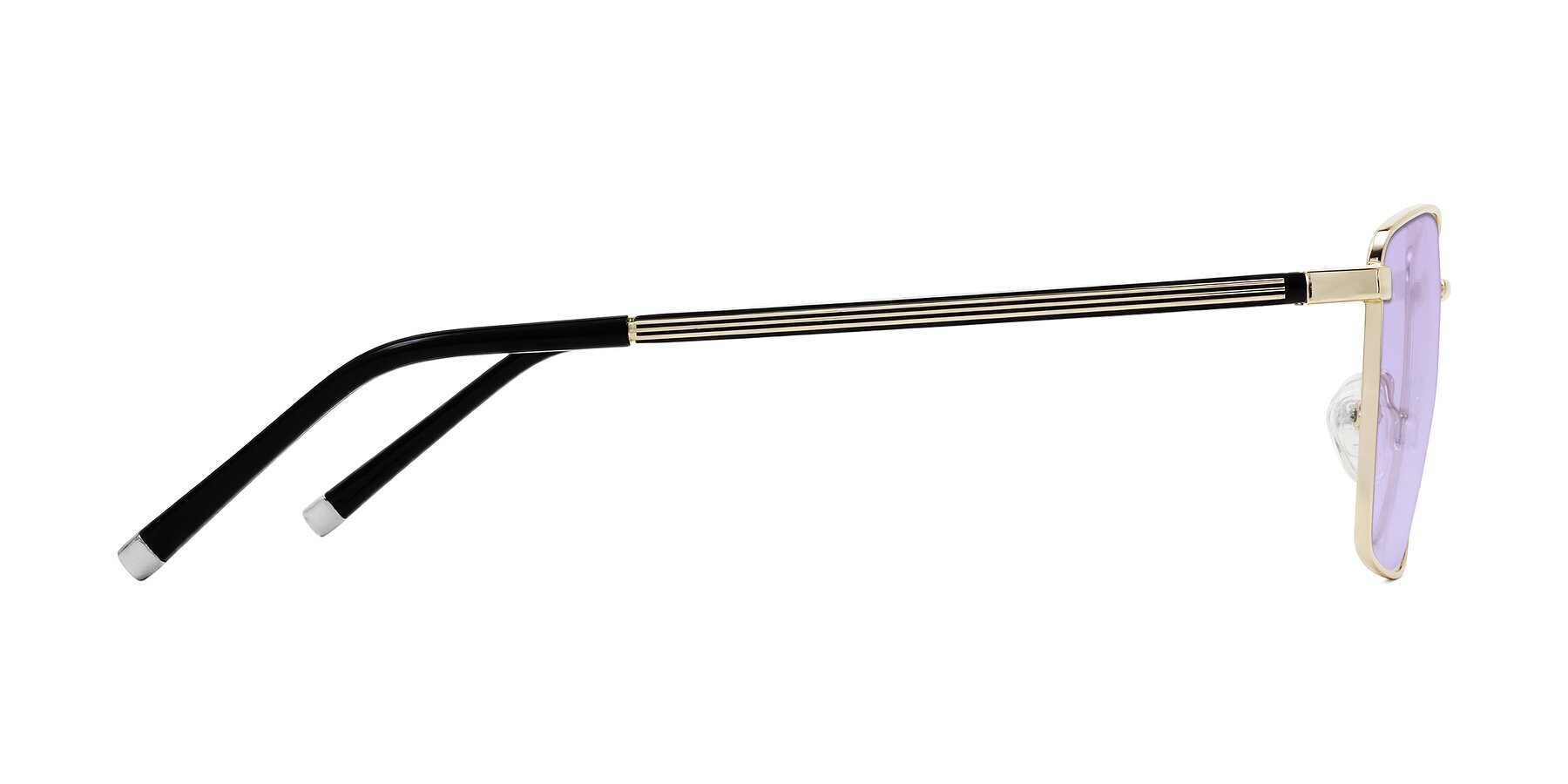 Side of Lynch in Gold with Light Purple Tinted Lenses