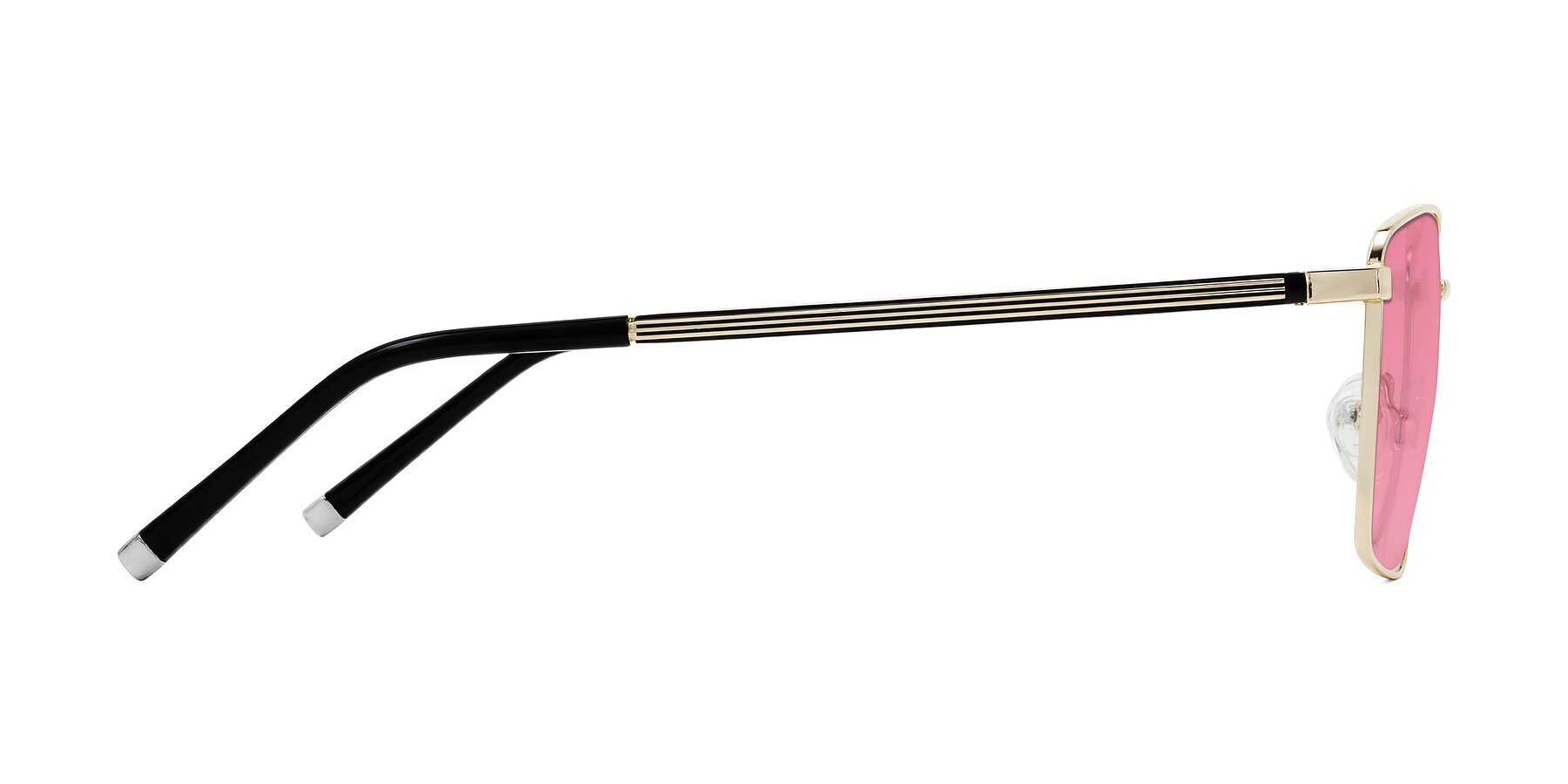 Side of Lynch in Gold with Pink Tinted Lenses