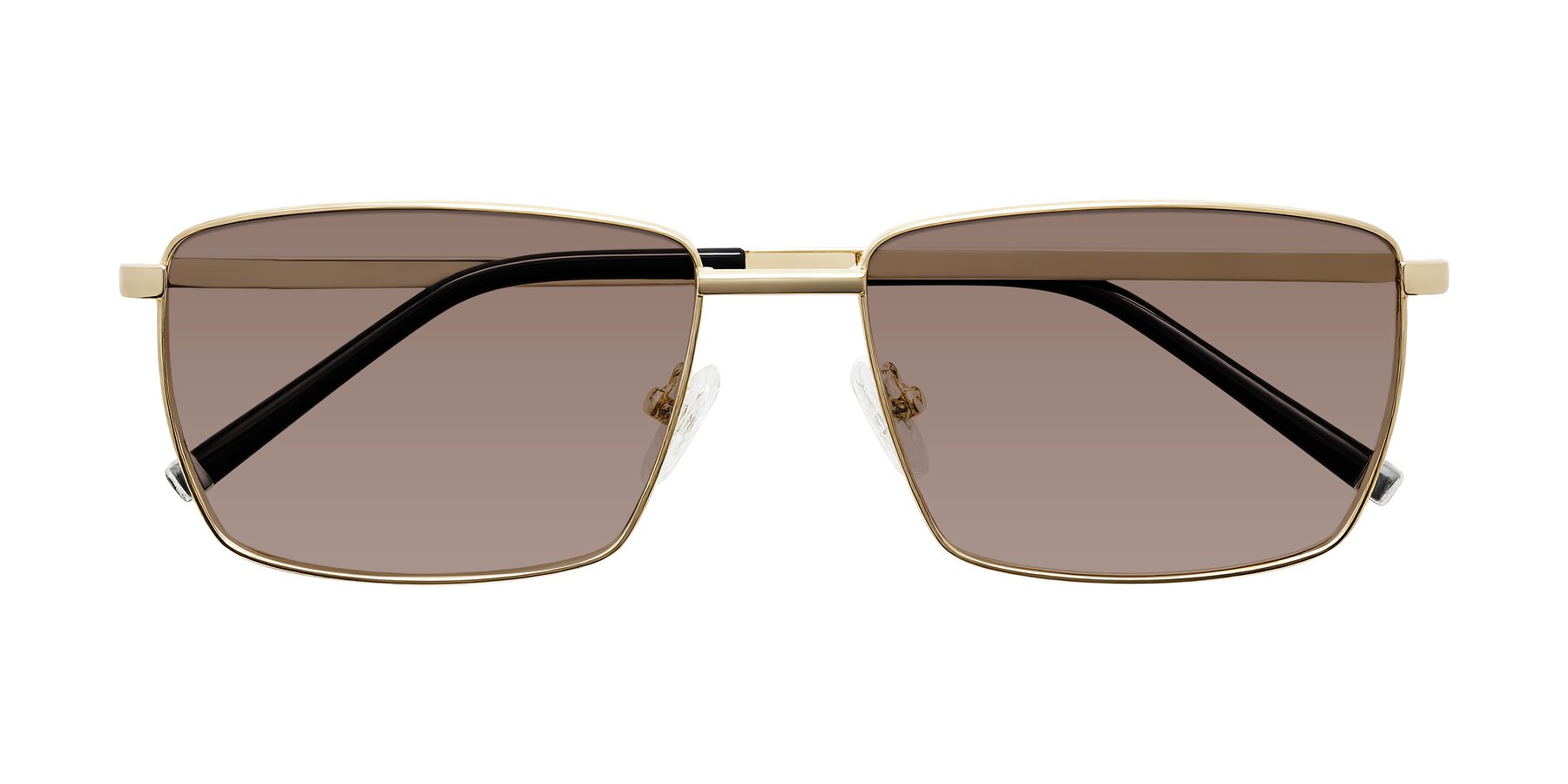 Folded Front of Lynch in Gold with Medium Brown Tinted Lenses