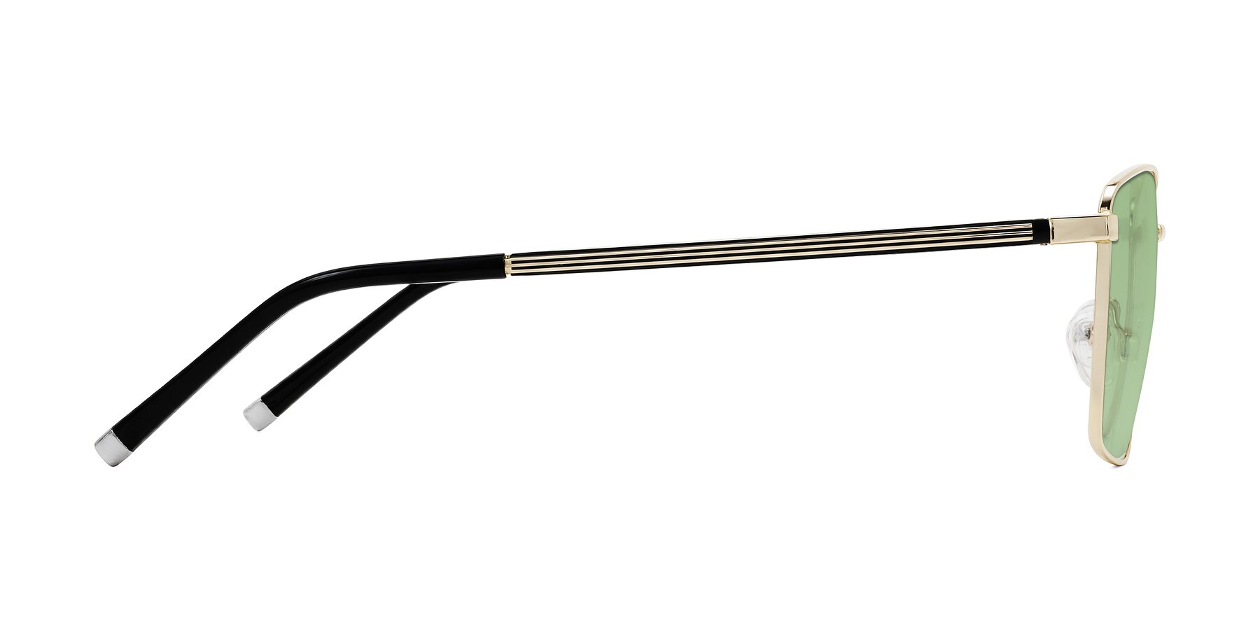 Side of Lynch in Gold with Medium Green Tinted Lenses