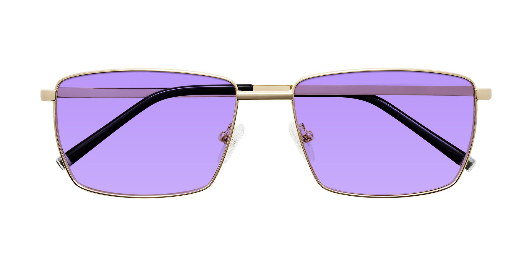 Folded Front of Lynch in Gold with Medium Purple Tinted Lenses