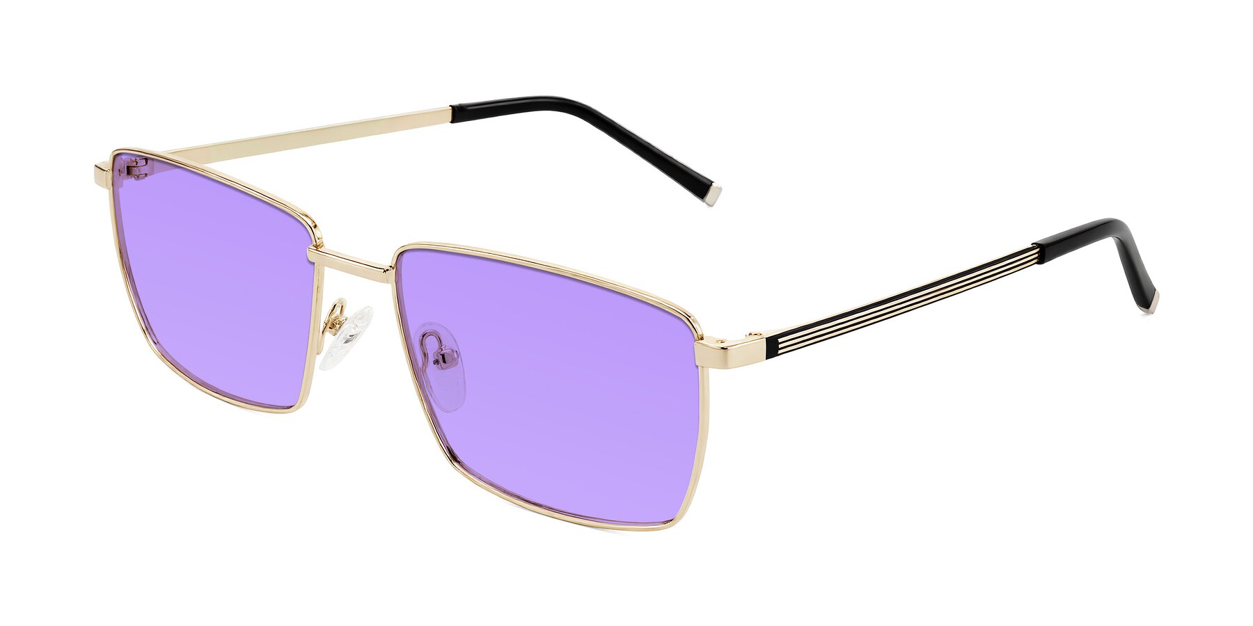 Angle of Lynch in Gold with Medium Purple Tinted Lenses