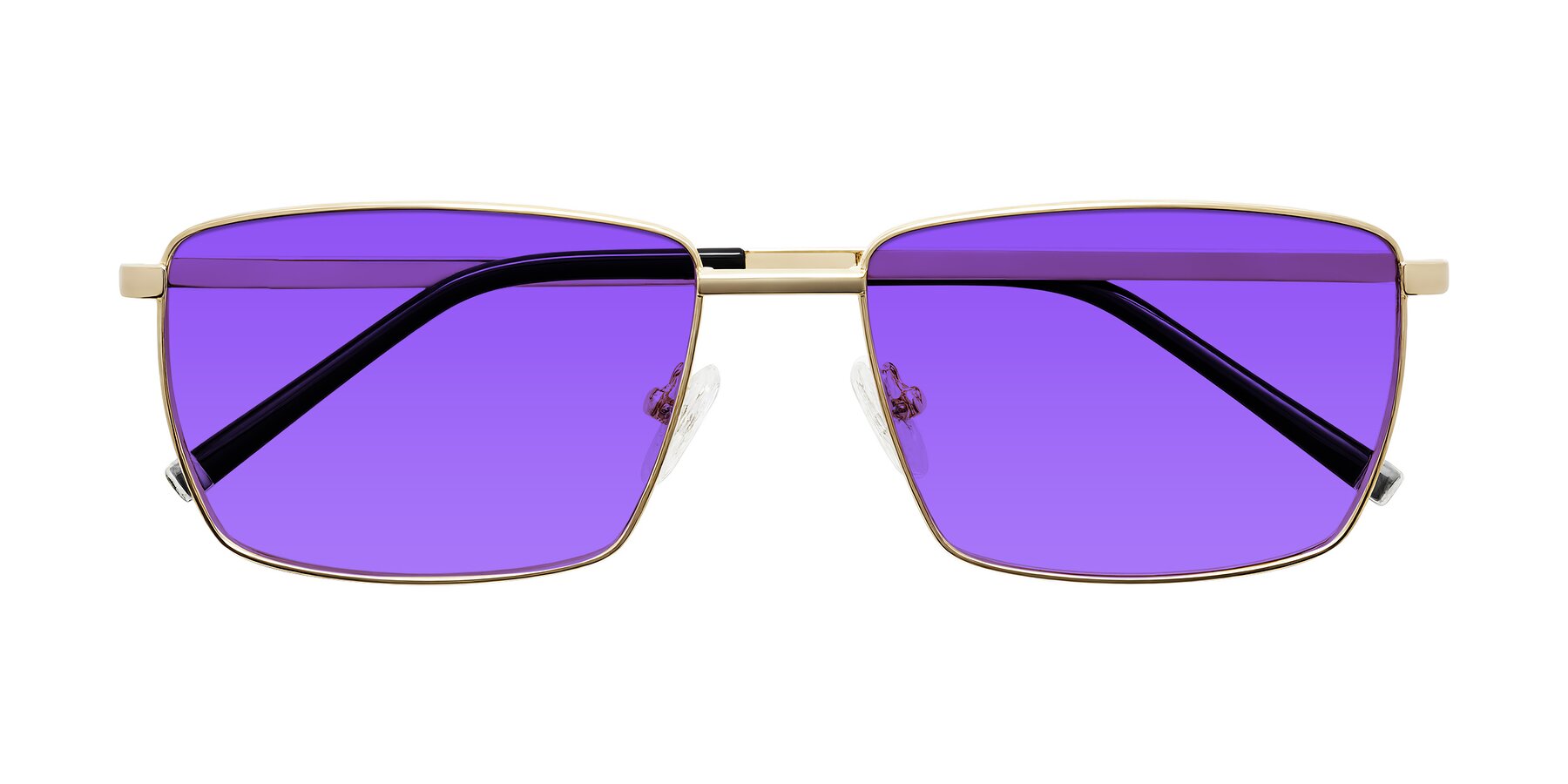 Folded Front of Lynch in Gold with Purple Tinted Lenses