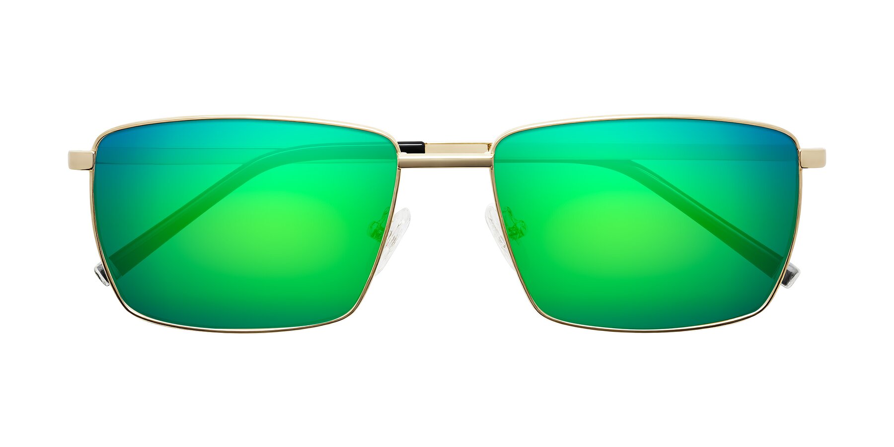 Folded Front of Lynch in Gold with Green Mirrored Lenses